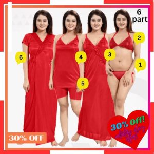Stylish 6 Part Nighty Dress For Ladies