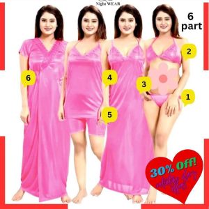 Stylish 6 Part Nighty Dress For Ladies